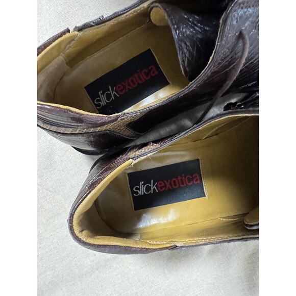 slickexotica Shoes Mens Size 9 Brown Ostrich Teju Lizard Derby Square Toe Dress main image 15